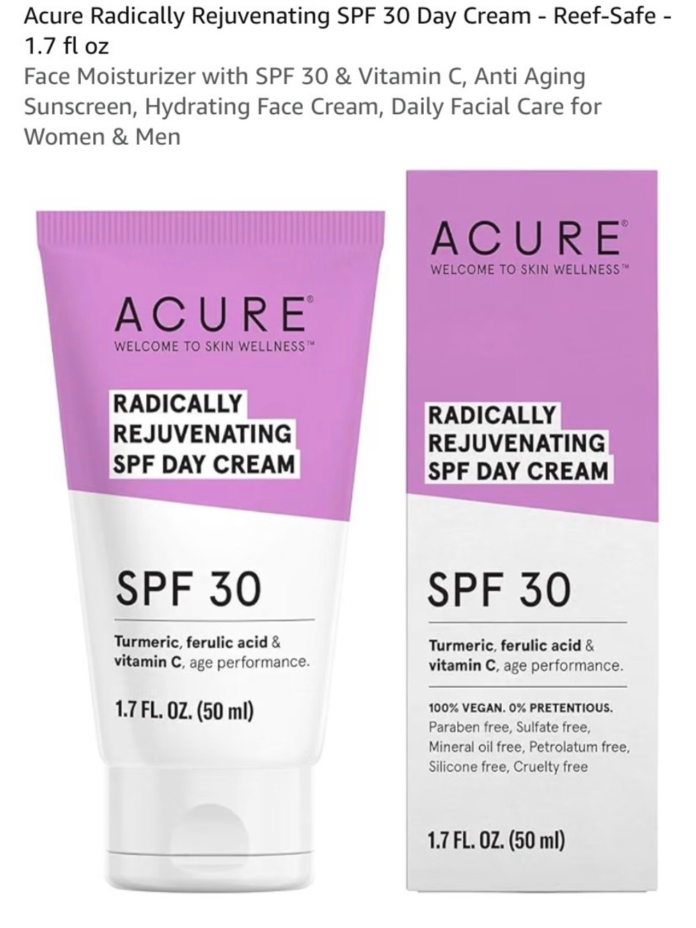 Acure Radically Rejuvenating SPF 30 Day Cream - 1.7 FL OZ.
